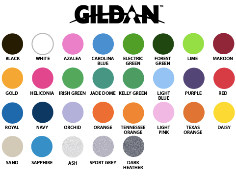 Color Chart For Gildan T Shirts